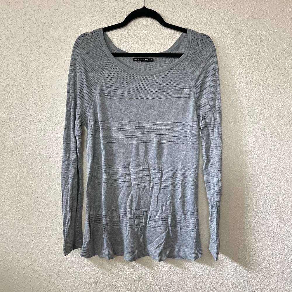 Rag & Bone Light Gray Open Knit Long Sleeve Top Medium